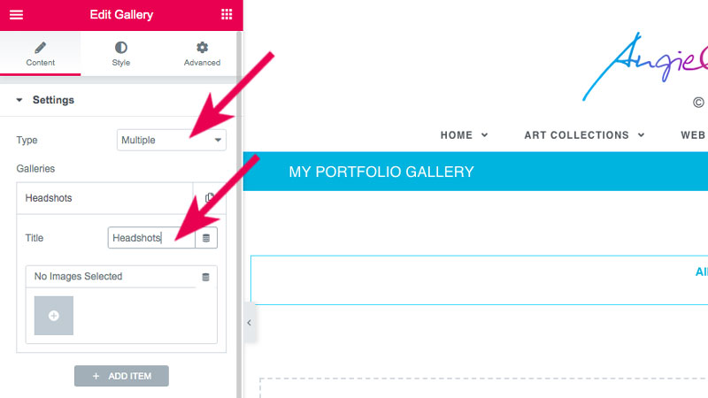 Create multiple portfolio galleries with Elementor Pro.