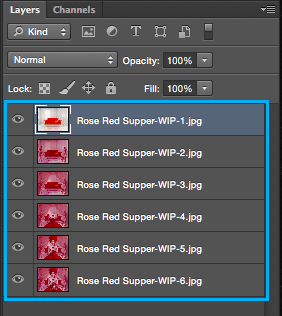 Multiple images on individual layers in Photoshop