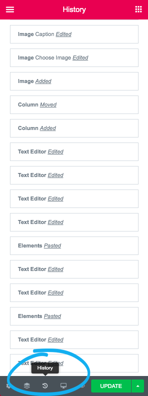 Elementor's full revision history and the easy undo/redo functionality is something you will appreciate.