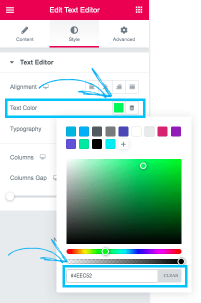 How do I change the highlight color in WordPress with Elementor?