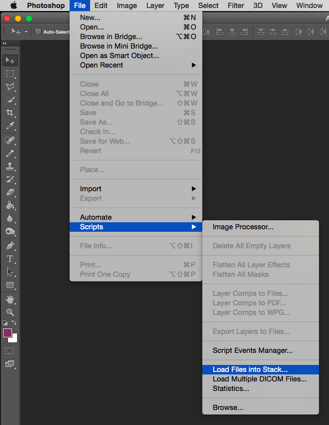 How to open multiple images as layers in Photoshop