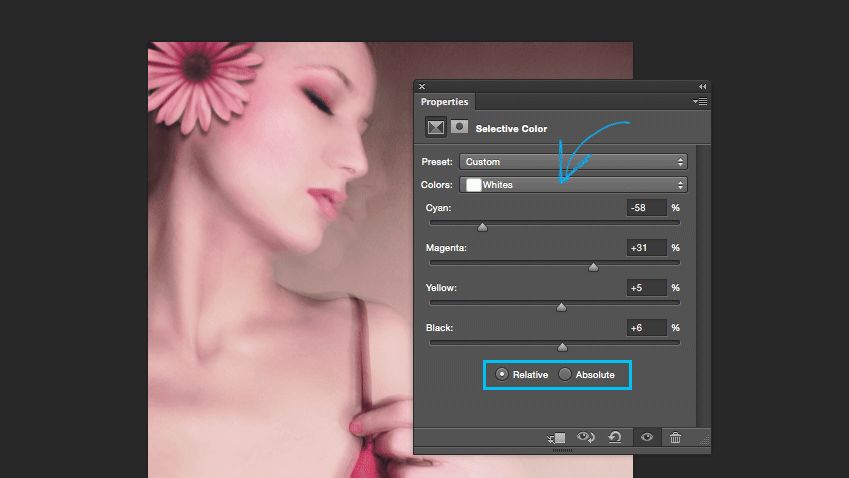 Tweaking the white balance in Photoshop for a warmer effect.