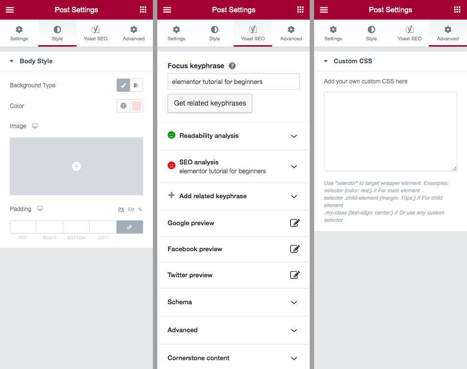 Elementor Page Settings