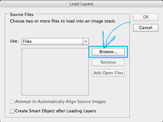 open multiple images as layers in Photoshop