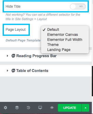 Page layout settings