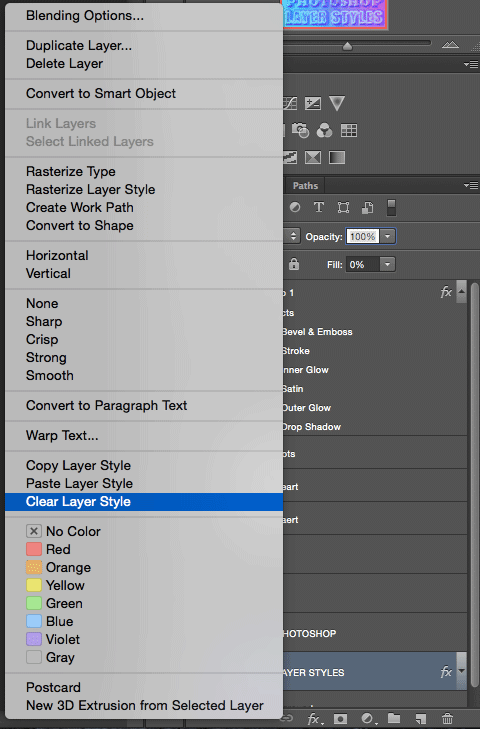 clearing the layer style