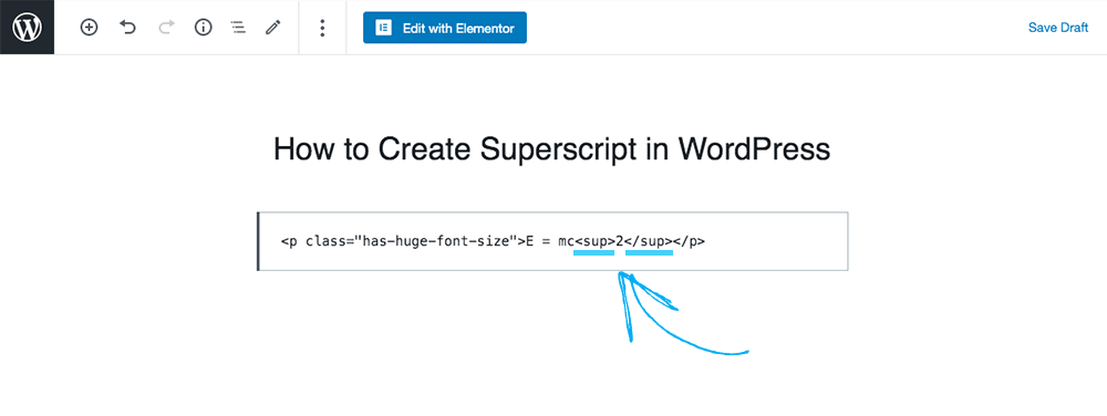 What is the code for superscript?