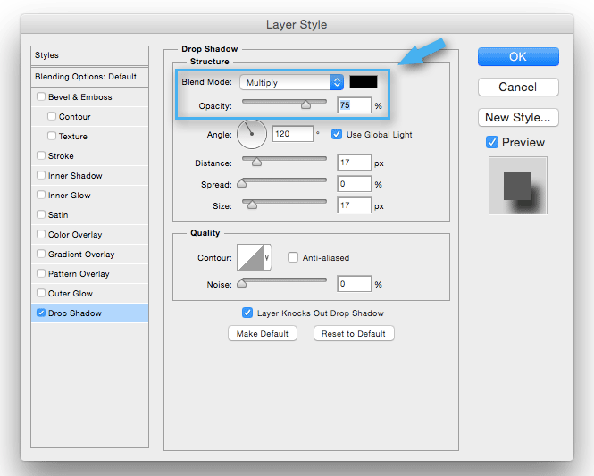 Blend Mode, Color, Gradient, and Opacity settings