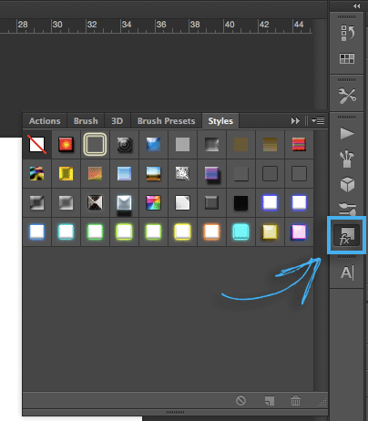 Where is the styles panel in Photoshop?