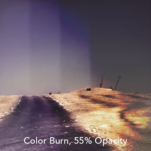 Color Burn, 55% Opacity – 100% Fill