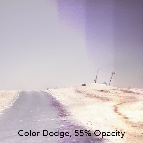 Color Dodge, 55% Opacity – 100% Fill