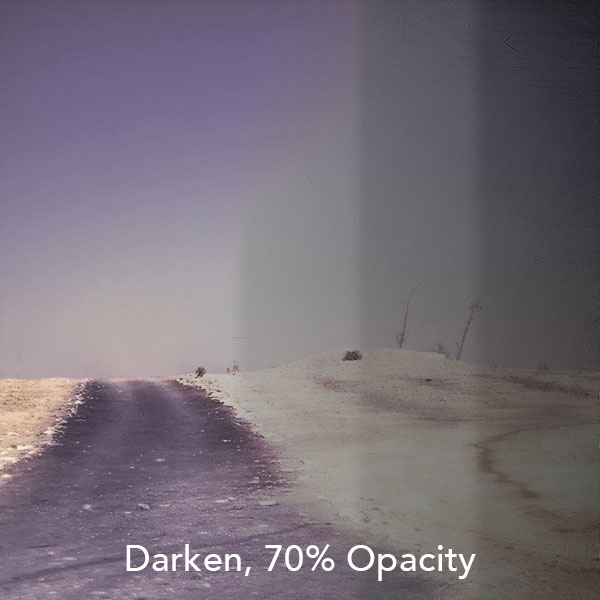 Darken, 70% Opacity – 100% Fill