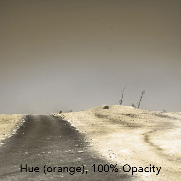 Hue (orange), 100% Opacity – 100% Fill