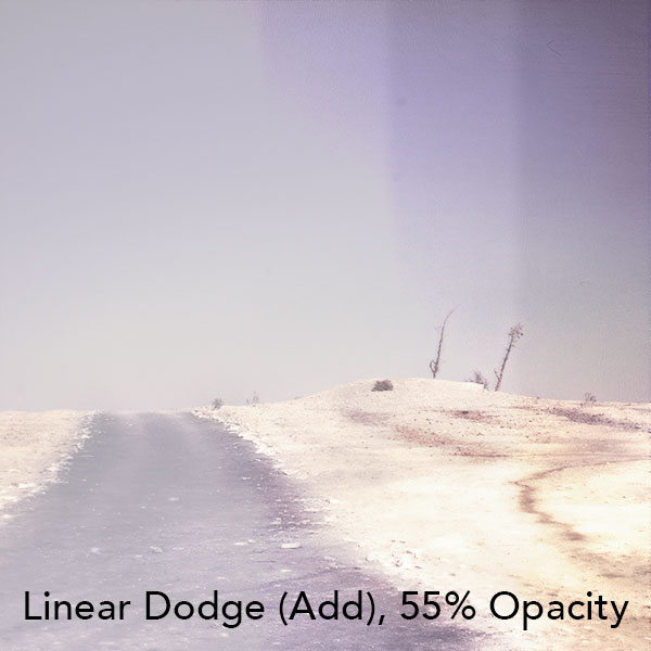 Linear Dodge (Add), 55% Opacity – 100% Fill