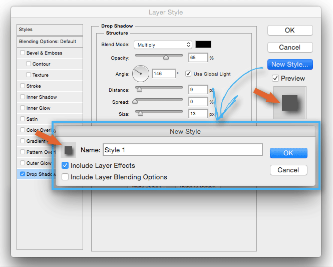 saving a new layer style to the styles panel