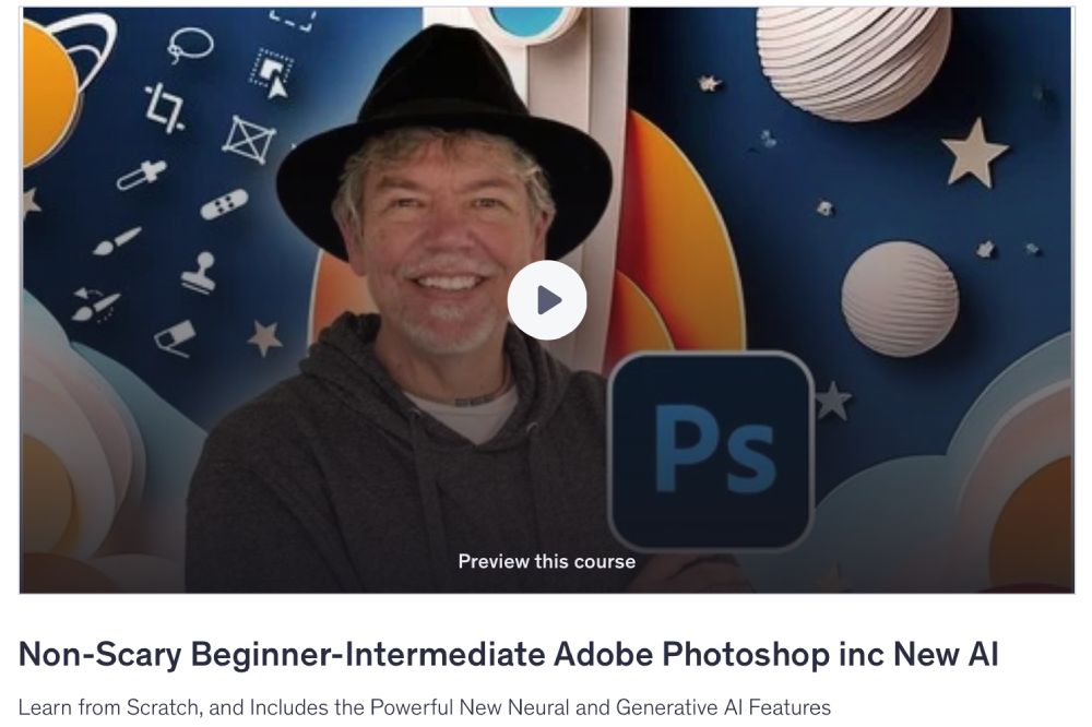 Beginner-intermediate Photoshop course Udemy