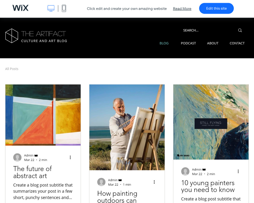 Art Blog Wix Template