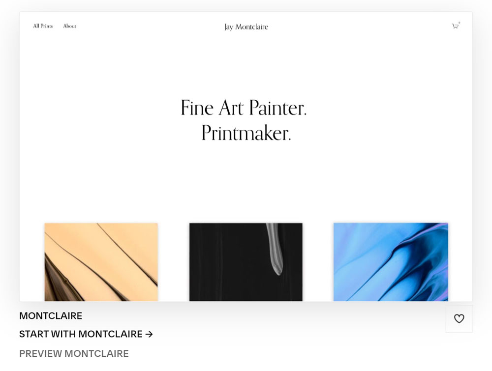 One Squarespace Commerce template for artists.