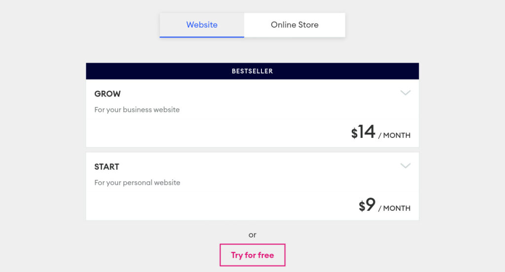 Jimdo portfolio website pricing