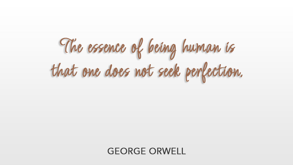 The essence of being human is that one does not seek perfection. ~ George Orwell