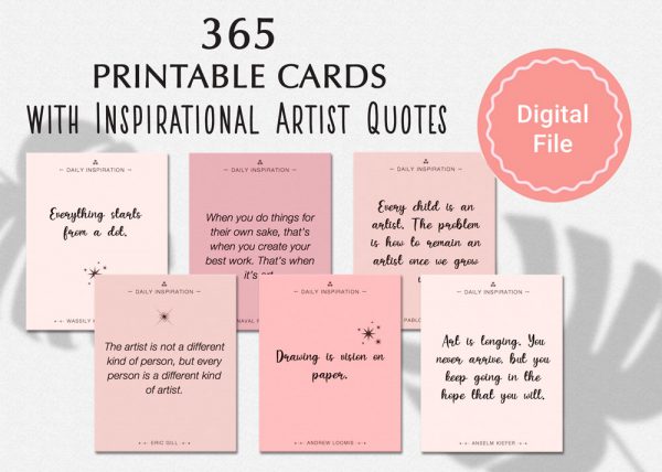 365 Printable Cards with Inspirational Artist Quotes (Version 1)