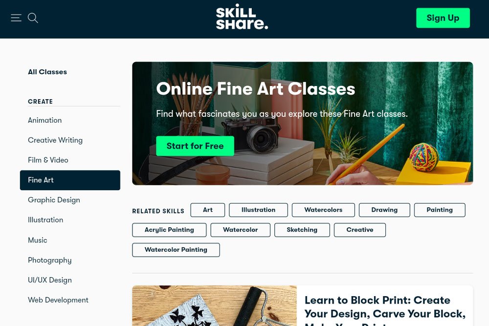 On Skillshare, you can teach others how to make money with art skills.
