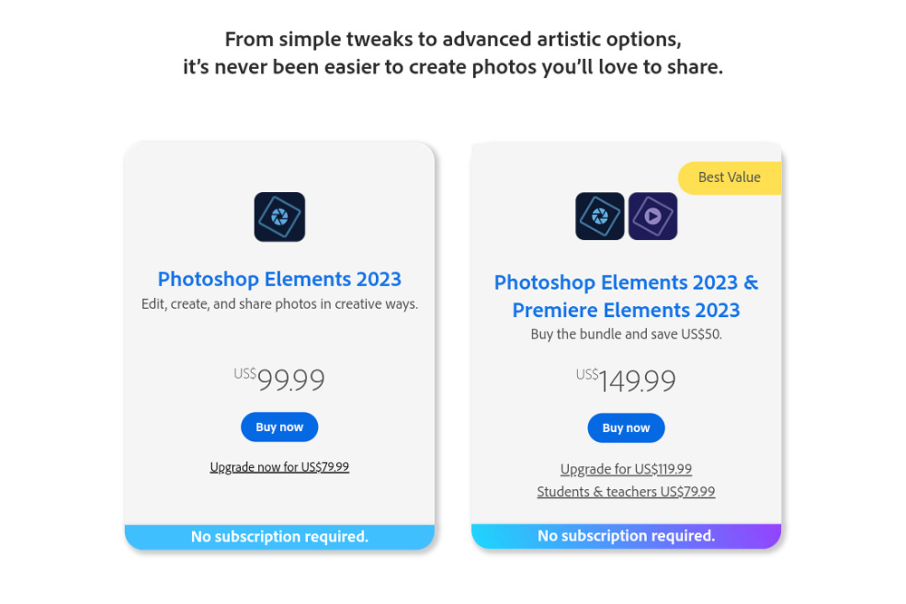 Photoshop Elements Pricing