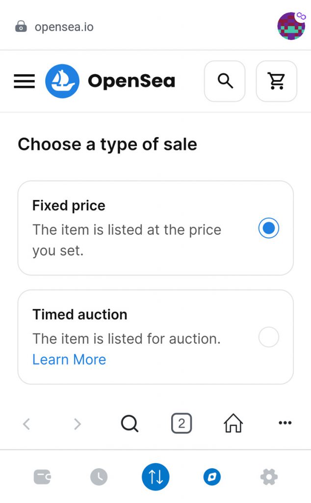 Choose a type of sale