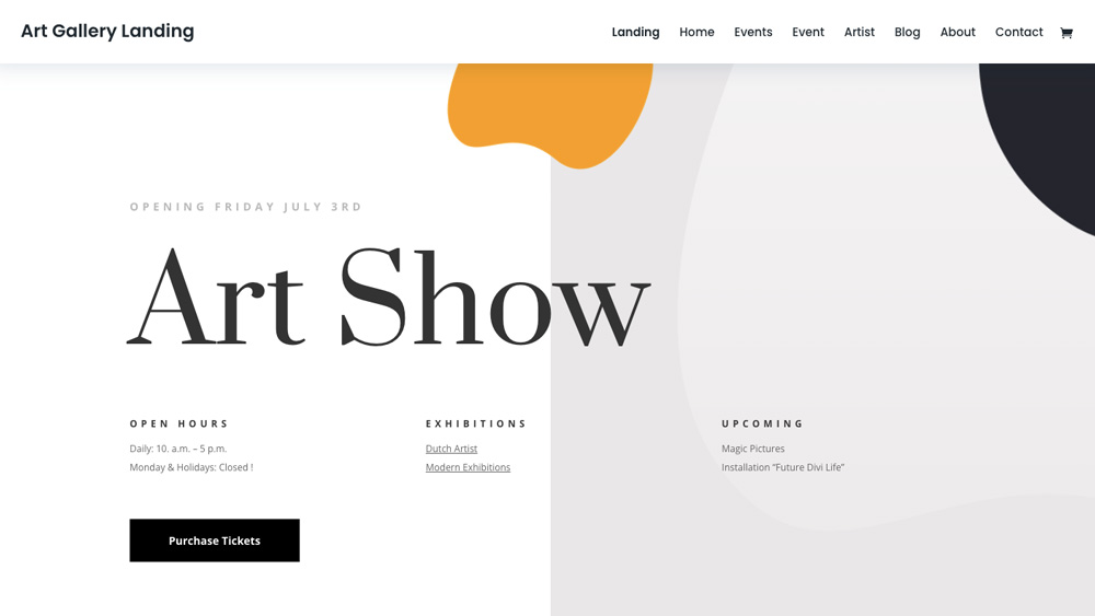 Divi Art Gallery WordPress theme for artists