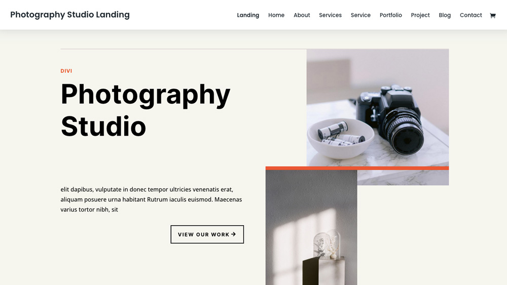 Divi Photography Studio WordPress theme for artists