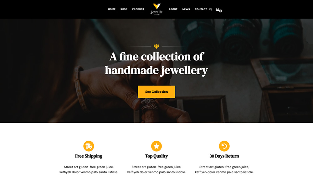 Never Jewellery Shop WordPress theme for artists