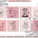 26 Cute Animal Drawings (Ideal For Coloring & Stickers)