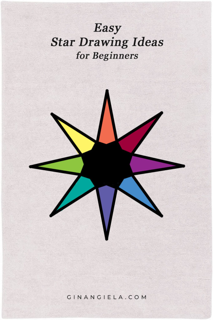 8-pointed star drawing with color