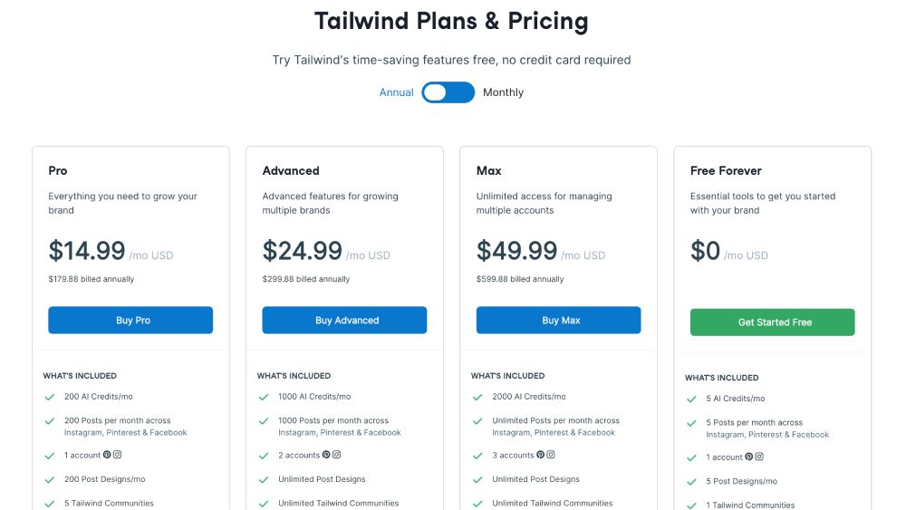 Tailwind pricing