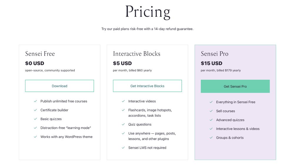 Sensei LMS pricing