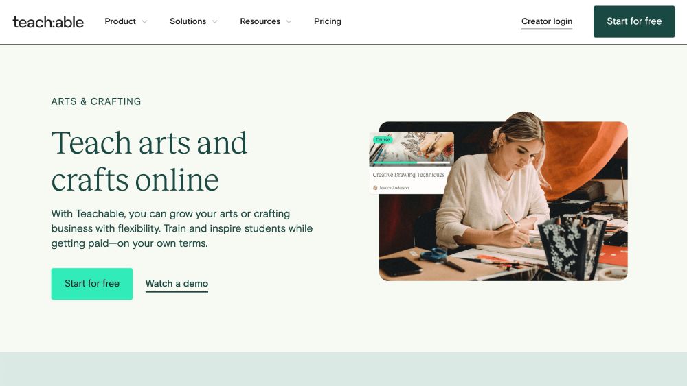 Teachable is one of the best platforms to teach art online