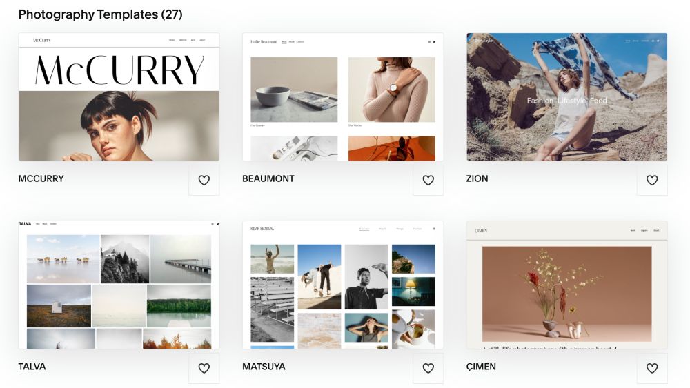 Squarespace photography templates for small art business