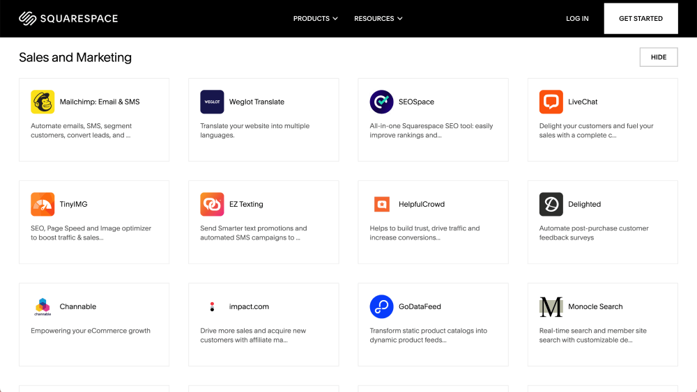 Squarespace extensions
