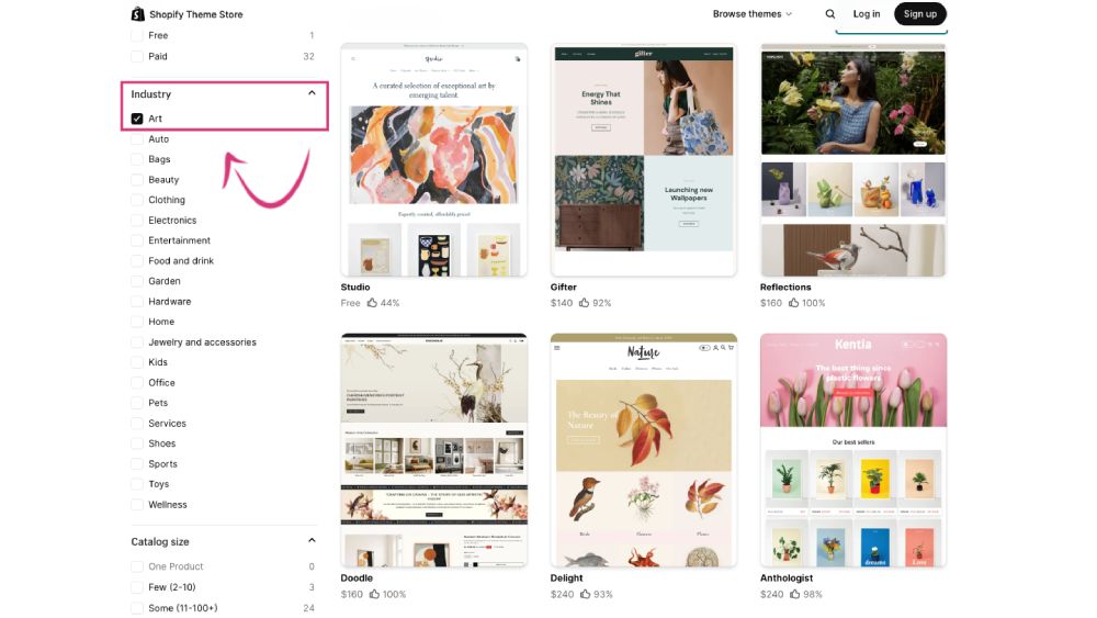 Shopify art themes