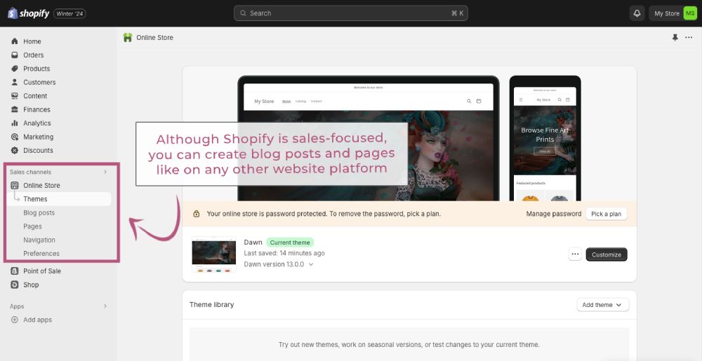Shopify blog posts and pages