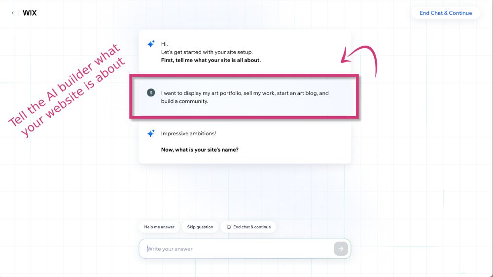 Wix AI website builder