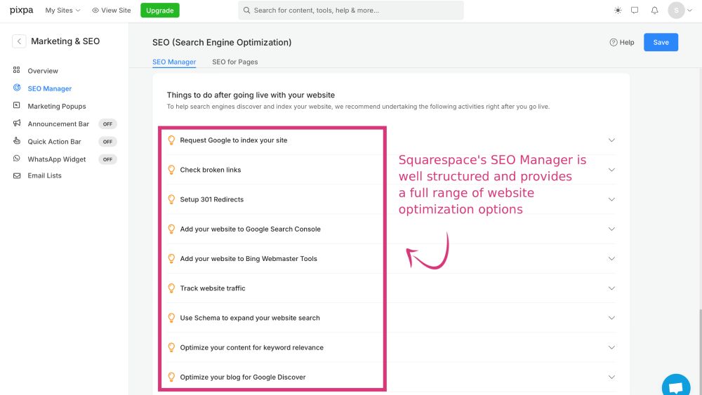 Pixpa SEO Manager