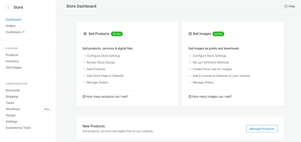 Pixpa store dashboard