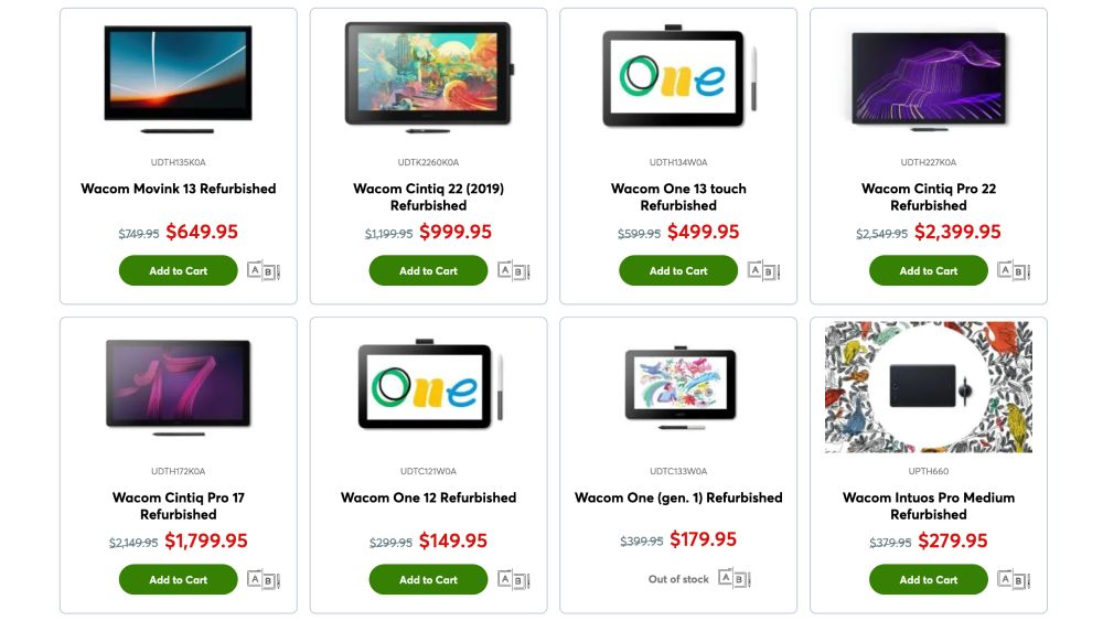 Refurbished Wacom tablets