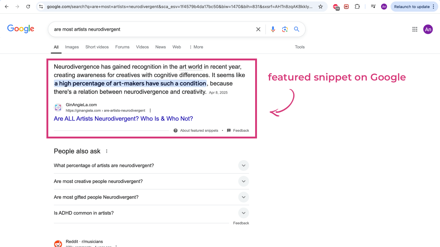 Featured Snippet on Google