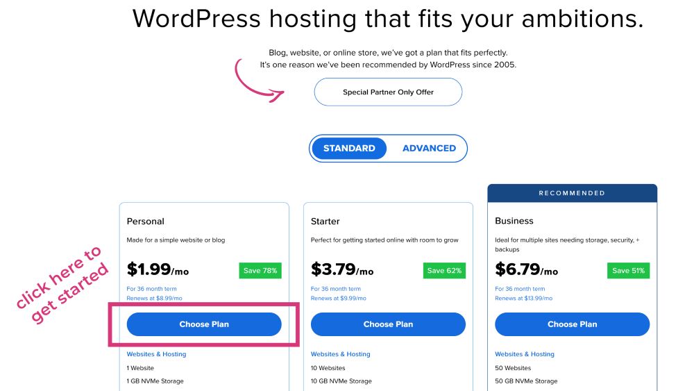 Get hosting for your artist WordPress site