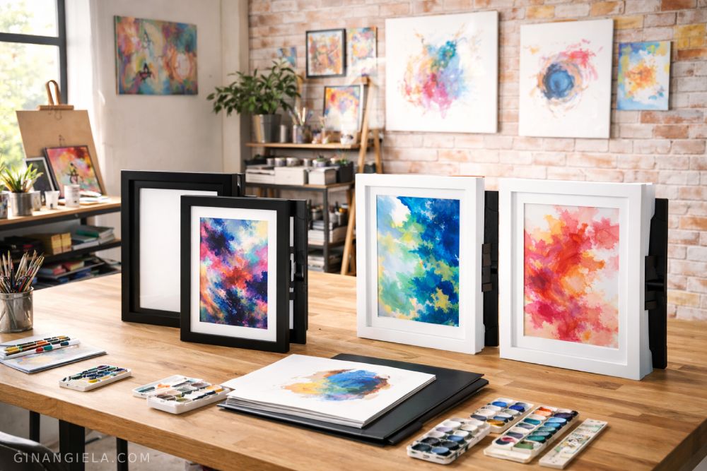 Dynamic art frames for storing pieces of art