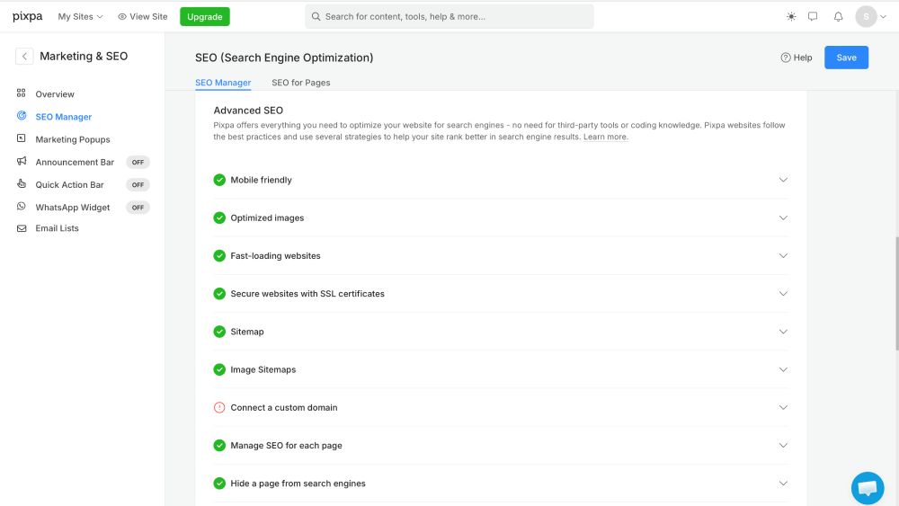 Is Pixpa good for artists to rank their website in Google?