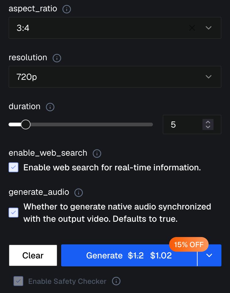 Select the settings for the video you want to generate with Seedance 2.0