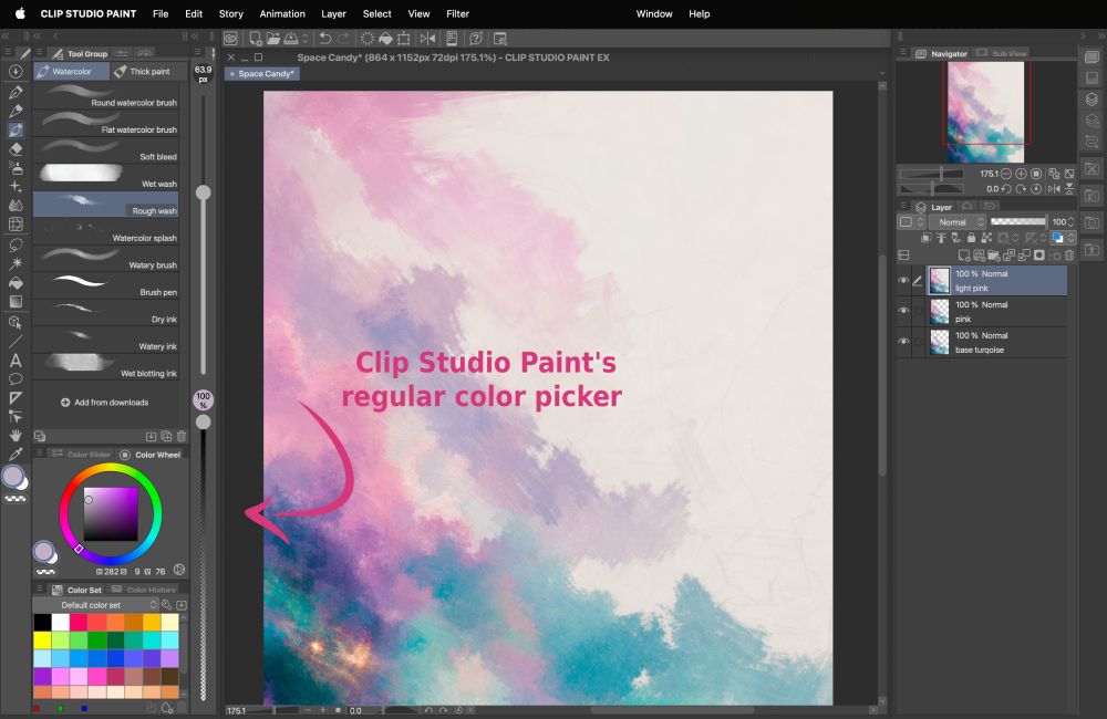 Clip Studio Paint regular color picker